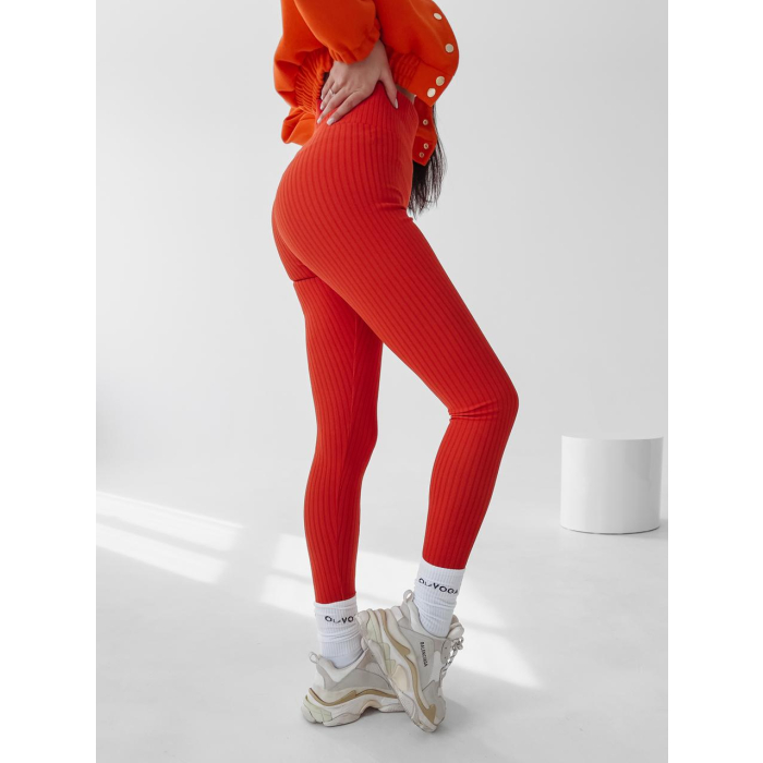SPODNIE LEGGINSY PRĄŻKOWANE DEBRA ORANGE