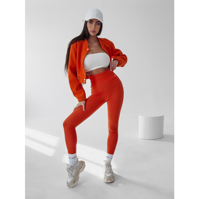 SPODNIE LEGGINSY PRĄŻKOWANE DEBRA ORANGE