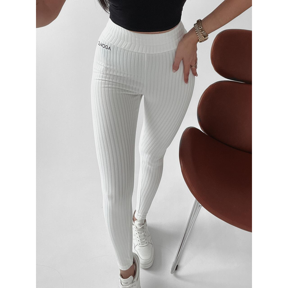 SPODNIE LEGGINSY PRĄŻKOWANE LUCIA ECRU