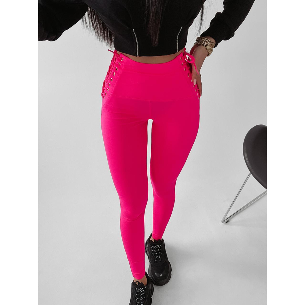 SPODNIE LEGGINSY WIĄZANE ROSALIE NEON PINK