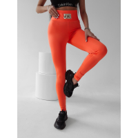 SPODNIE LEGGINSY ZE ZŁOTYM LOGO JUDITH NEON ORANGE