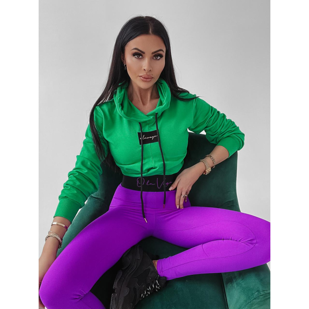 SPODNIE LEGGINSY Z LOGOWANYM PASEM PIA FIOLET