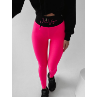 SPODNIE LEGGINSY Z LOGOWANYM PASEM PIA NEON PINK