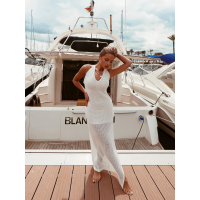 SUKIENKA MAXI AŻUROWA FIORI WHITE