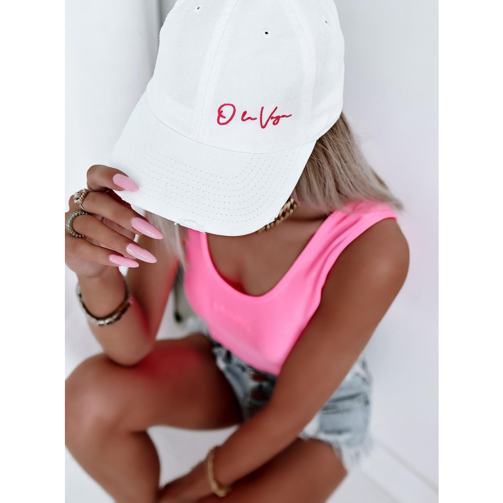 CZAPKA Z DASZKIEM RIPPED CUP WHITE (NEON PINK)