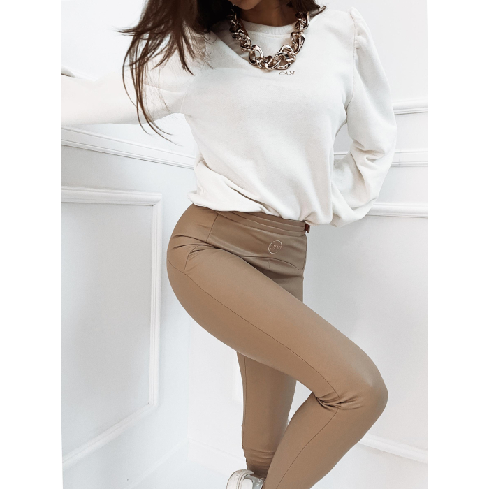SPODNIE LEGGINSY SLIM BEŻ