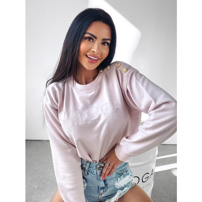 BLUZA BAWEŁNIANA DRESOWA CREWNECK OVERSIZE GUZIKI OLAVOGA LENA PUDER