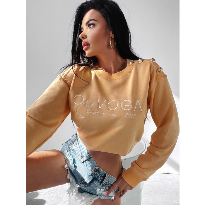 BLUZA BAWEŁNIANA DRESOWA CREWNECK OVERSIZE GUZIKI OLAVOGA LENA PEACH