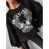 BLUZA BAWEŁNIANA DRESOWA OLAVOGA ORZEŁ FREEDOM BLACK