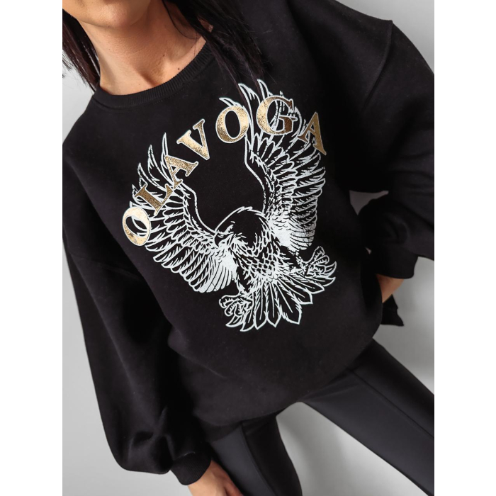 BLUZA BAWEŁNIANA DRESOWA OLAVOGA ORZEŁ FREEDOM BLACK