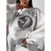 BLUZA BAWEŁNIANA DRESOWA TYGRYS OLAVOGA OKLAHOMA ECRU
