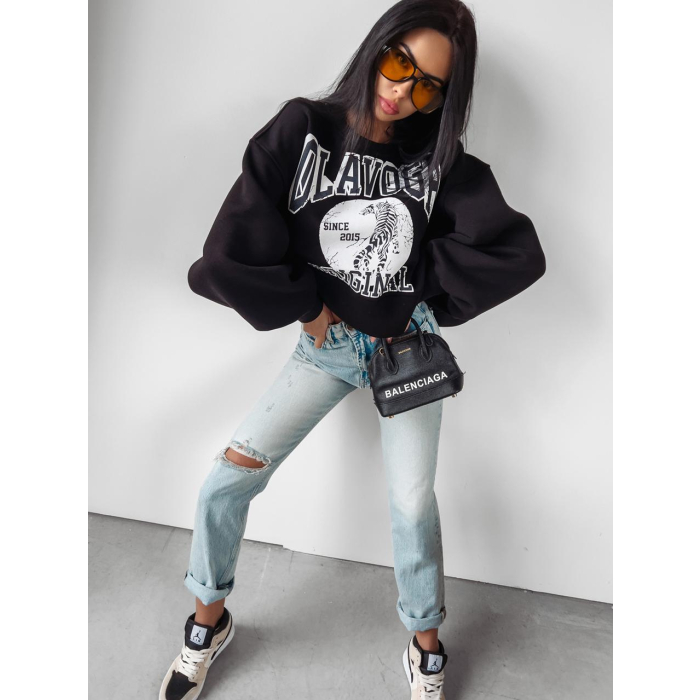 BLUZA BAWEŁNIANA DRESOWA TYGRYS OLAVOGA OKLAHOMA BLACK