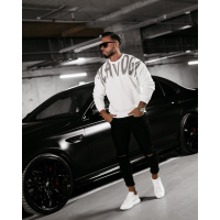 BLUZA MĘSKA BAWEŁNIANA CREWNECK OLAVOGA MEN CHIRA ECRU