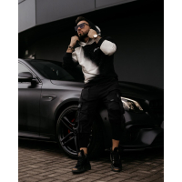 BLUZA MĘSKA BAWEŁNIANA DWUKOLOROWA OLAVOGA SPLASH BLACK