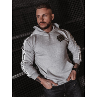 BLUZA MĘSKA BAWEŁNIANA Z KAPTUREM LAMPASEM OLAVOGA BALANCE LIGHT GRAY MELANŻ