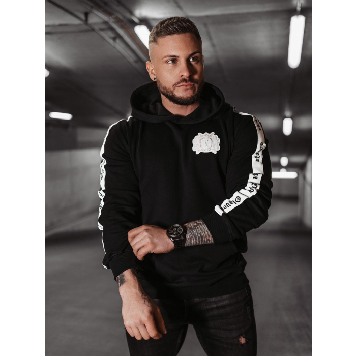 BLUZA MĘSKA BAWEŁNIANA Z KAPTUREM LAMPASEM OLAVOGA BALANCE BLACK