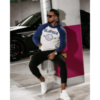 BLUZA MĘSKA BAWEŁNIANA Z KAPTUREM OLAVOGA DIVERSE GRAY - INYGO