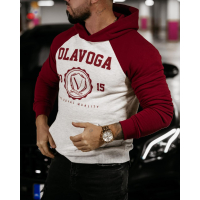 BLUZA MĘSKA BAWEŁNIANA Z KAPTUREM OLAVOGA DIVERSE GRAY - BORDO