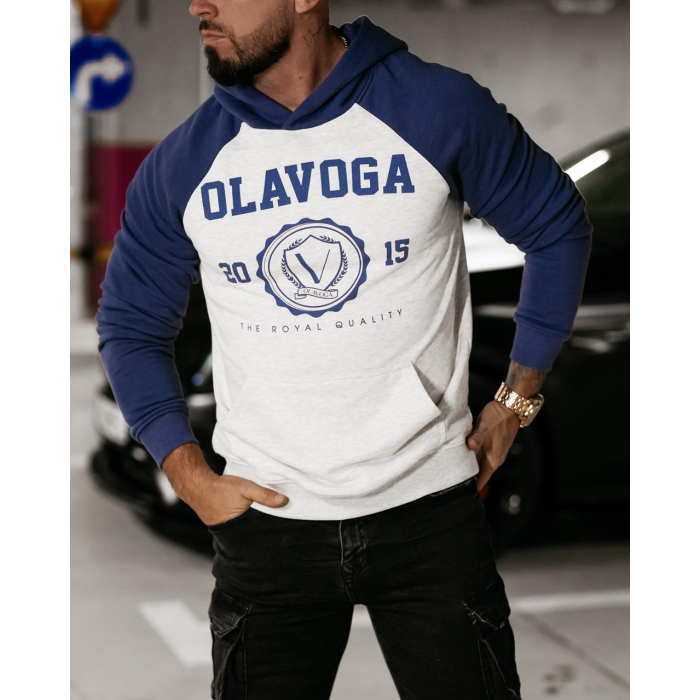 BLUZA MĘSKA BAWEŁNIANA Z KAPTUREM OLAVOGA DIVERSE GRAY - INYGO