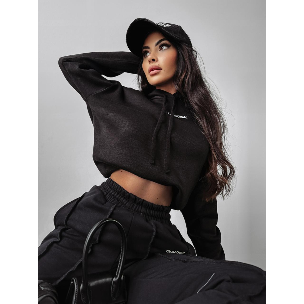SWETER BLUZA Z KAPTUREM HAFT OLAVOGA EDLIN BLACK