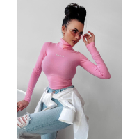 BLUZKA BAWEŁNIANA GOLF Z DŁUGIM RĘKAWEM LOGO OLAVOGA DAISY PINK