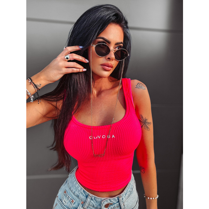 BLUZKA DAMSKA CROP TOP OLAVOGA JUNE NEON CORAL