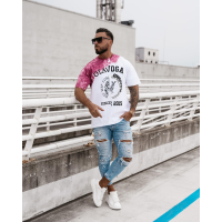BLUZKA T-SHIRT MĘSKI OLAVOGA MEN FORCE WHITE-BORDOWY