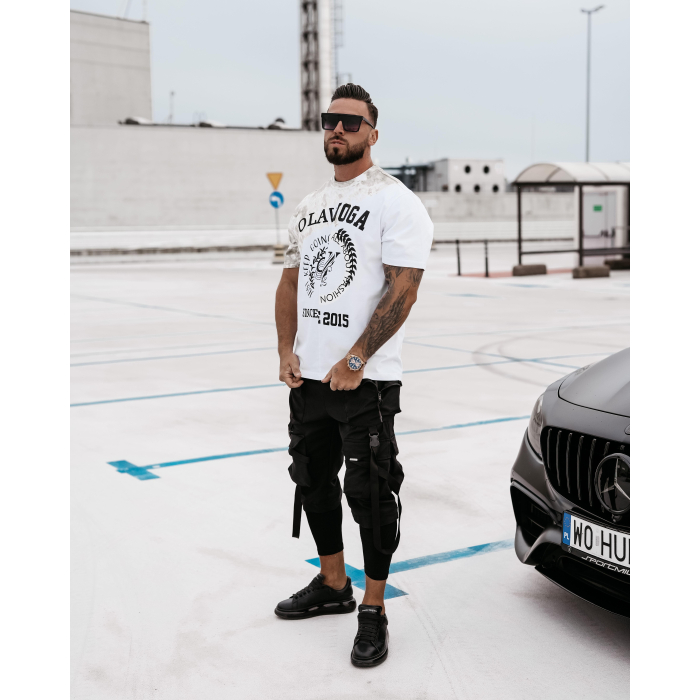 BLUZKA T-SHIRT MĘSKI OLAVOGA MEN FORCE WHITE-KHAKI