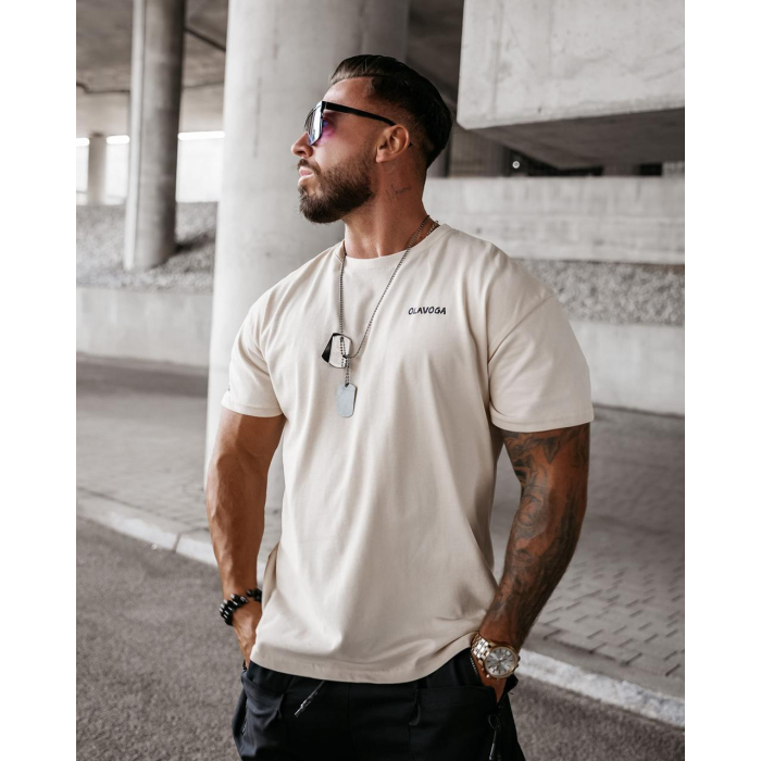 BLUZKA T-SHIRT MĘSKI OVERSIZE OLAVOGA MEN SAYER BEIGE