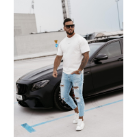 BLUZKA T-SHIRT MĘSKI OLAVOGA MEN SILVER ECRU
