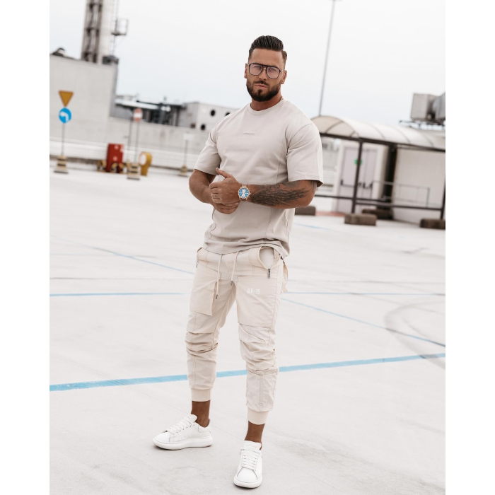BLUZKA T-SHIRT MĘSKI OLAVOGA MEN SILVER BEIGIE