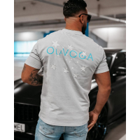 BLUZKA T-SHIRT MĘSKI OVERSIZE HAFT STARS OLAVOGA MEN GALAXY LIGHT GRAY