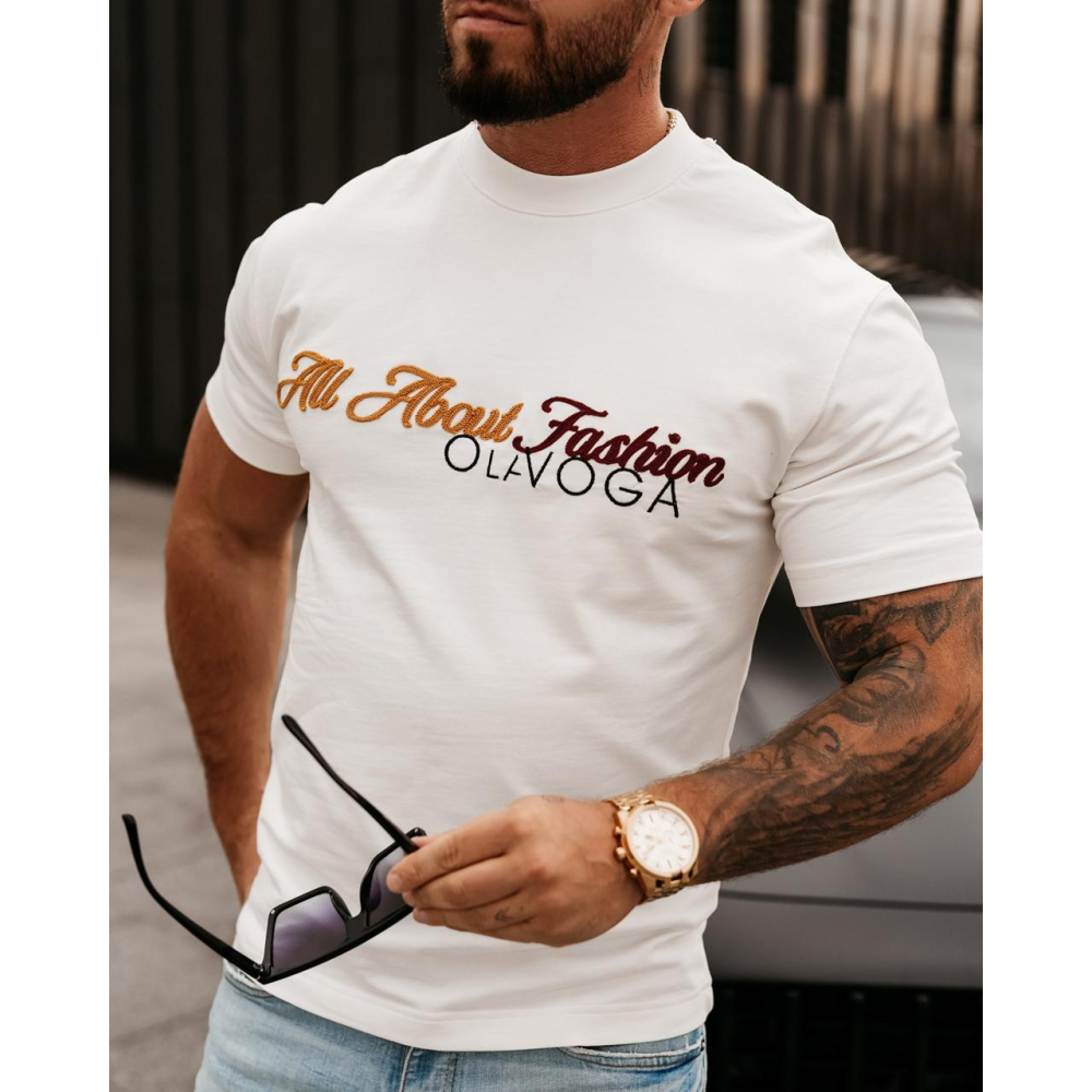 BLUZKA T-SHIRT MĘSKI OVERSIZE OLAVOGA LA ECRU