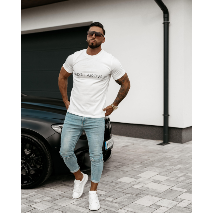 BLUZKA T-SHIRT MĘSKI OVERSIZE OLAVOGA MEN SQUASH ECRU