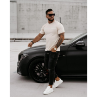 BLUZKA T-SHIRT MĘSKI OVERSIZE OLAVOGA MEN ZONE BEIGIE