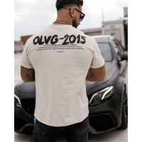 BLUZKA T-SHIRT MĘSKI OVERSIZE PRINT OLAVOGA MEN DRIP BEIGIE