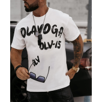 BLUZKA T-SHIRT MĘSKI OVERSIZE PRINT OLAVOGA MEN DRIP ECRU