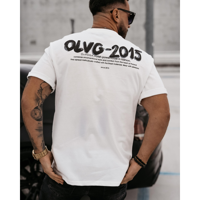 BLUZKA T-SHIRT MĘSKI OVERSIZE PRINT OLAVOGA MEN DRIP ECRU