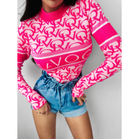 BODY SWETERKOWE OLAVOGA TESS NEON PINK- ECRU
