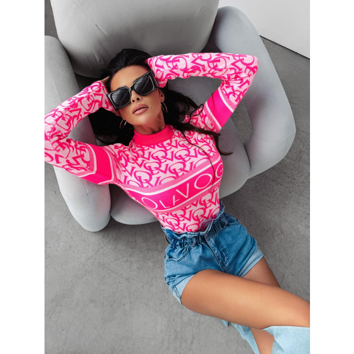 BODY SWETERKOWE OLAVOGA TESS NEON PINK- ECRU