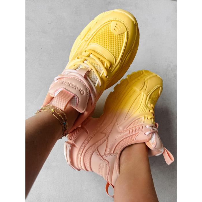 BUTY DAMSKIE SNEAKERSY OLAVOGA SHOES ATHLETIC YELLOW-PEACH