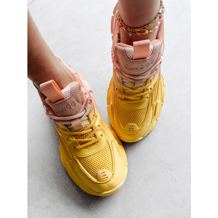 BUTY DAMSKIE SNEAKERSY OLAVOGA SHOES ATHLETIC YELLOW-PEACH
