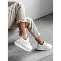 BUTY DAMSKIE SNICKERS NA GRUBEJ PLATFORMIE OLAVOGA VENTA WHITE