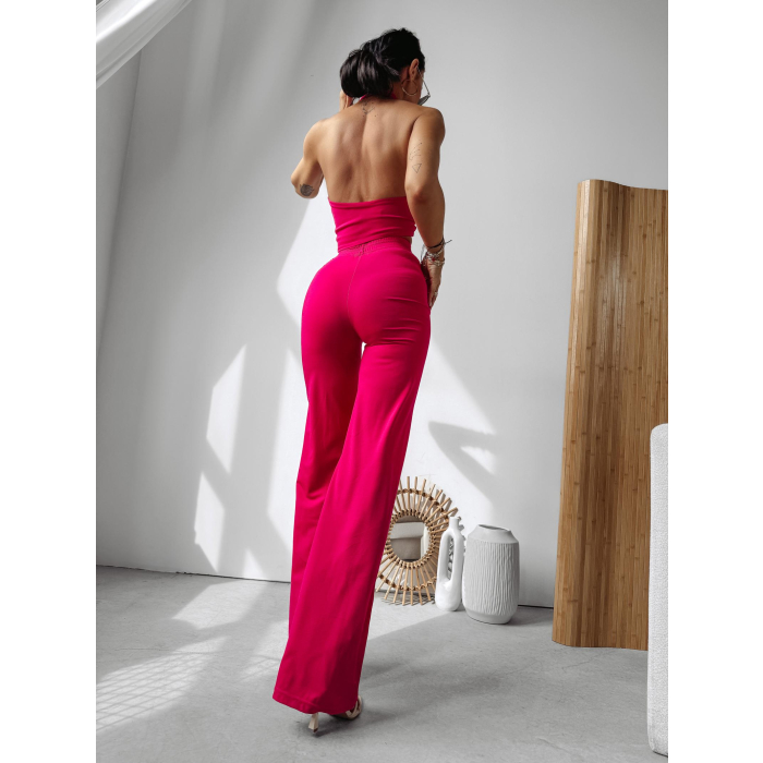 KOMPLET 2 CZĘSCIOWY WIĄZANY TOP + SPONIE DZWONY OLAVOGA MOSS AMARANT