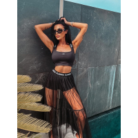KOMPLET CROP TOP + SPÓDNICA TIULOWA OLAVOGA CATIE SET BLACK