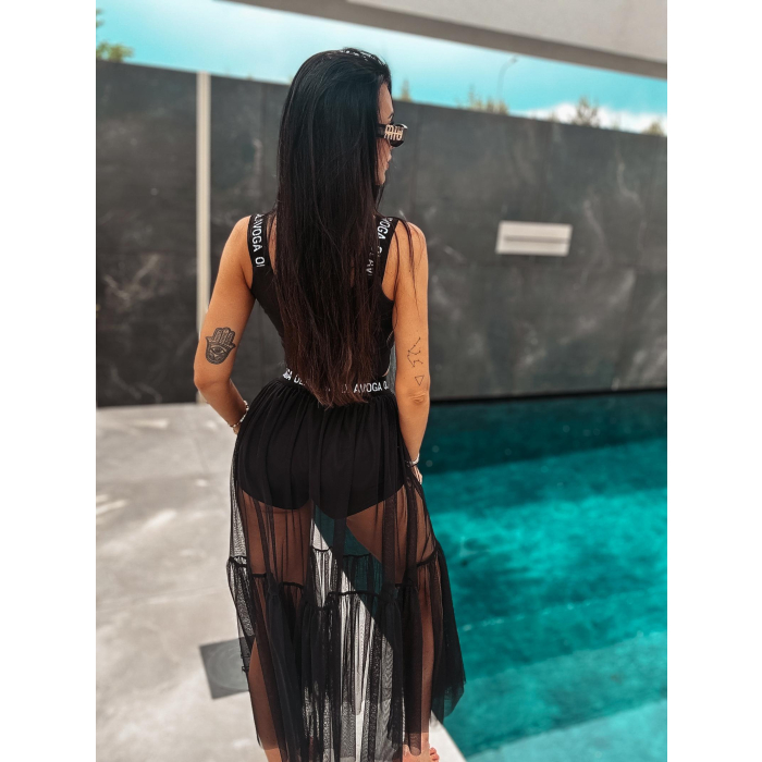 KOMPLET CROP TOP + SPÓDNICA TIULOWA OLAVOGA CATIE SET BLACK