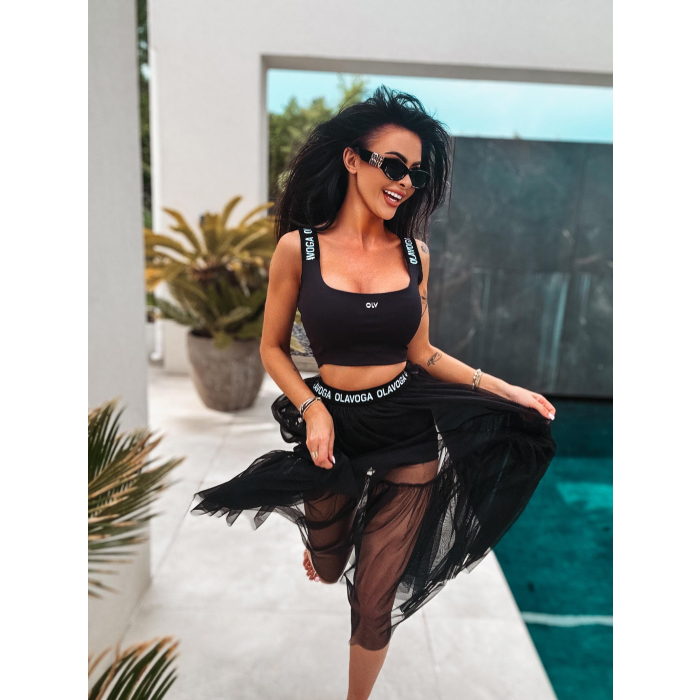 KOMPLET CROP TOP + SPÓDNICA TIULOWA OLAVOGA CATIE SET BLACK