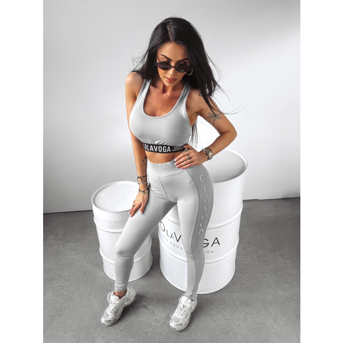 KOMPLET TOP + LEGGINSY HAFT OLAVOGA SHAPELLY LIGHT GRAY