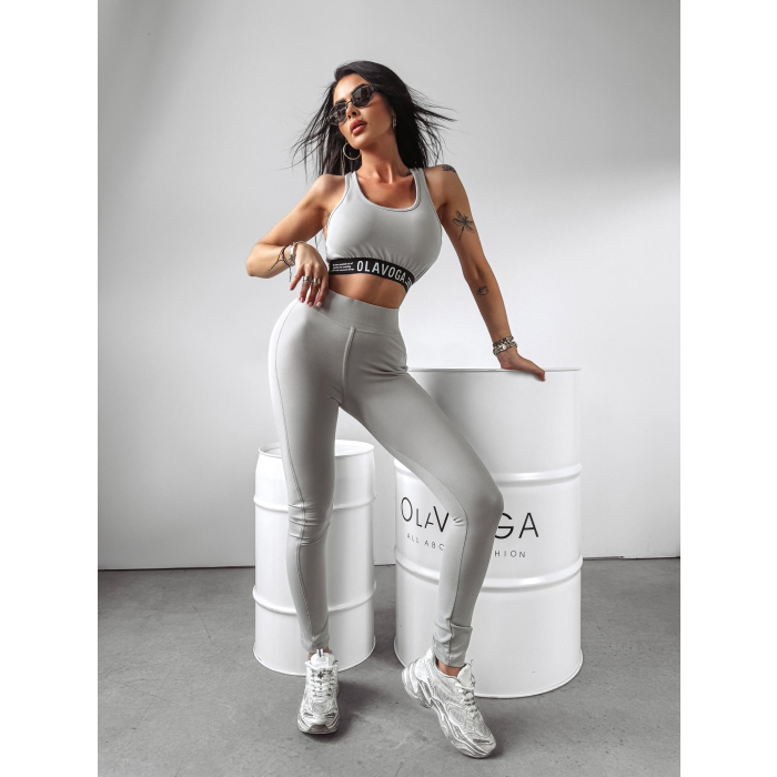 KOMPLET TOP + LEGGINSY HAFT OLAVOGA SHAPELLY LIGHT GRAY