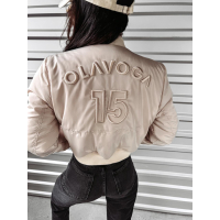 KURTKA BOMBERKA PIKOWANA HAFT OLAVOGA BOMBER BEIGE